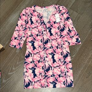 Lilly Pulitzer Vibrant Pink and Navy Long Sleeve Dress